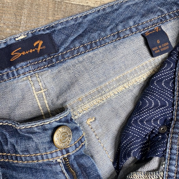 Women's Seven7 Flare Leg Factory Distressed Jeans - Picture 8 of 12